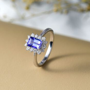 LUXURIANT AAA Tansanit und Labor Diamant Ring 417 Wei&szlig;gold - 1,50 ct.