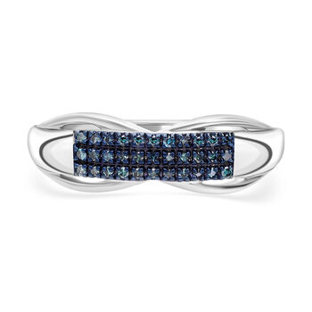 Blauer Diamant Ring, 925 Silber platiniert, (Gr&ouml;&szlig;e 18.00), ca. 0.15 ct