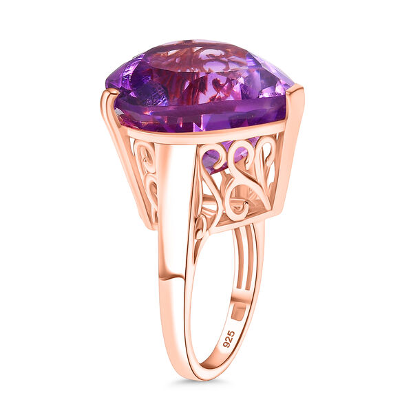 AAA Rose De France Amethyst Ring 925 Silber 750 Ros&eacute;gold Vermeil (Gr&ouml;&szlig;e 17.00) ca. 24,94 ct image number 5