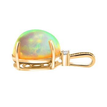 AAA nat&uuml;rlicher, &auml;thiopischer Welo Opal und Diamant Anh&auml;nger in 585 Gold - 7,15 ct.