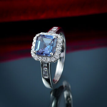 LUXURIANT AAA Labor Alexandrit und VS Labor Diamant Ring in 950 Platin - 2,30 ct.