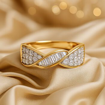 LUXURIANT DIAMOND - Lab Grown Diamant SI-GH SGL zertifiziert Ring, 925 Silber 750 Gelbgold Vermeil (Gr&ouml;&szlig;e 17.00) ca. 1,00 ct
