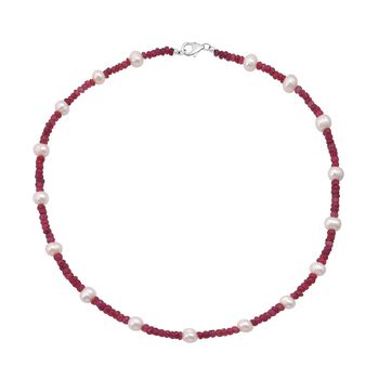 Afrikanische Rubin und S&uuml;&szlig;wasser Perle 45cm Halskette