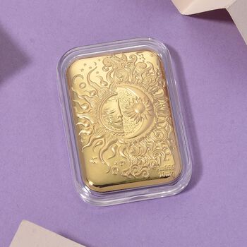 999er Goldfolie mit Sonnen- und Mondmotiv, 10mg, 3,1x4,5cm