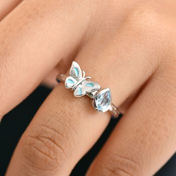 GP Trionfo Kollektion - Himmelblauer Topas, Kanchanaburi Blauer Saphir Ring, 925 Silber rhodiniert (Gr&ouml;&szlig;e 18.00) ca. 0.55 ct
