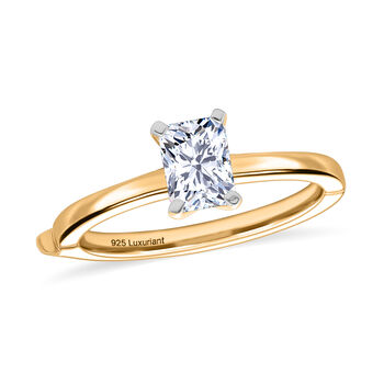 LUXURIANT SGL zertifizierter SI-GH Labor Diamant Ring, 925 Silber 750 Gelbgold Vermeil - 1 ct.