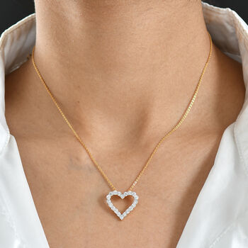 LUXURIANT SGL zertifizierter SI-GH Labor Diamant Anh&auml;nger mit 45cm Kette, 925 Silber 750 Gelbgold Vermeil - 1 ct.