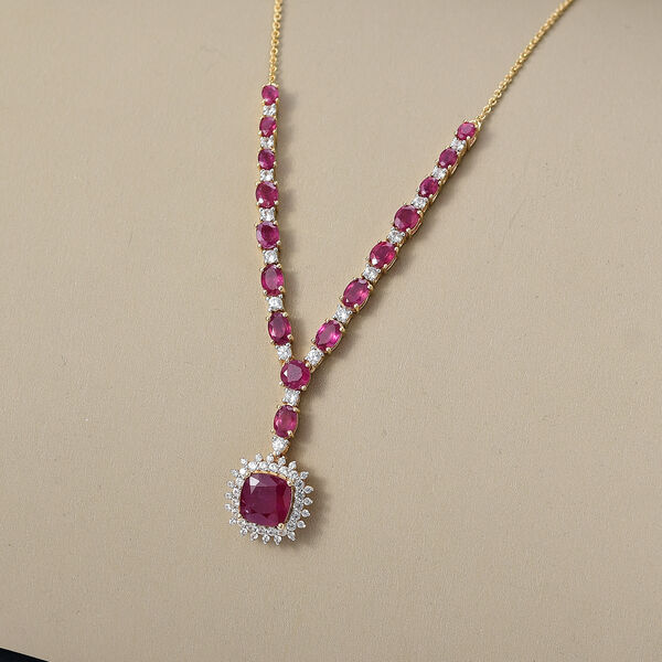D'Joy afrikanische Rubin und Zirkon 45cm Halskette - 15,54 ct. image number 2