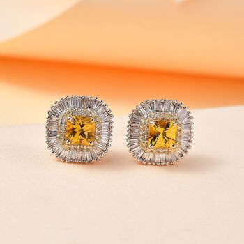 Zertifiziert und gepr&uuml;ft AAA gelbe Saphir, gelbe und wei&szlig;e Diamant Ohrringe in 585 Gold - 2,44 ct.