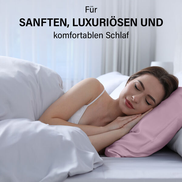 Serenity Night - 100% Maulbeerseide Sommerseidendecke mit Seidenf&uuml;llung Daunenkissen und Seidenkissenbezug Puderrosa image number 3