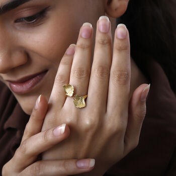 GP Italian Garden Kollektion - Blatt- und blauer Saphir-Ring, 925 Silber Gelbgold Vermeil