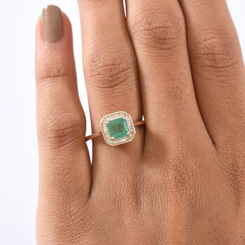 AAA Kagem sambischer Smaragd und Diamant Ring in 585 Gold - 1,36 ct.