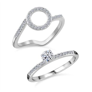 LUXURIANT SGL zertifizierte SI-GH Labor Diamant Ringe, 925 Silber rhodiniert - 0,50 ct.