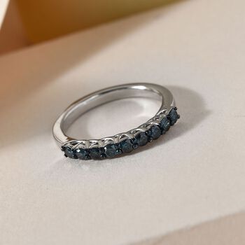 Blauer Diamant Half-Eternity-Bandring in Silber