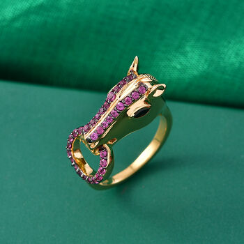 GP Trionfo Kollektion- Rhodolith Granat, schwarzer Spinell und blauer Saphir Ring - 0,72 ct.