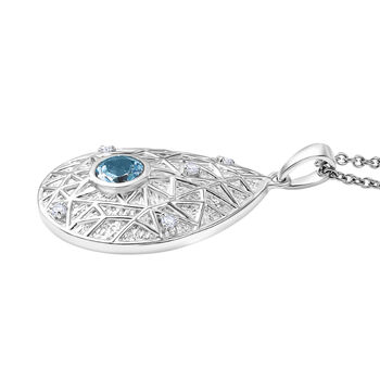 EverTrue himmelblauer und wei&szlig;er Topas Anh&auml;nger mit 50cm Kette - 1,12 ct.