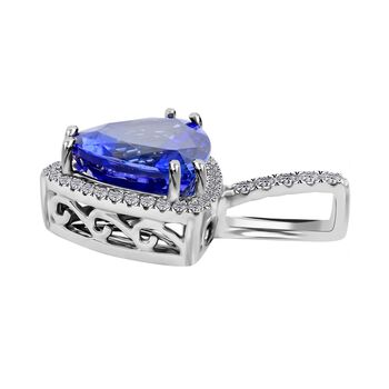 RHAPSODY AAAA zertifiziert und gepr&uuml;ft Tansanit und VS-EF Diamant Anh&auml;nger in 950 Platin - 3,75 ct.
