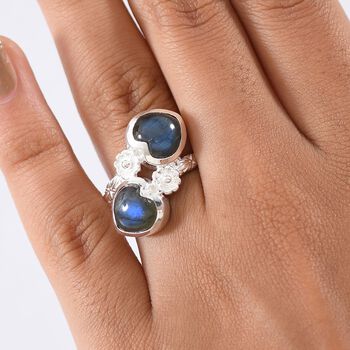 D'Joy AA Labradorit Ring 925 Silber (Gr&ouml;&szlig;e 17.00) ca. 5,66 ct