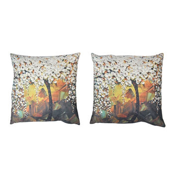 2er-Set bedruckte Kissenbez&uuml;ge, Gr&ouml;&szlig;e 45x45 cm, Wei&szlig; und Mehrfarbig