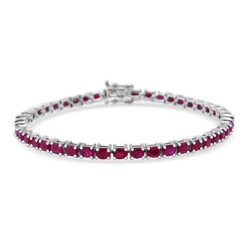 Nat&uuml;rlicher burmesischer Rubin Armband ca. 19 cm 925 Silber rhodiniert ca. 9.16 ct