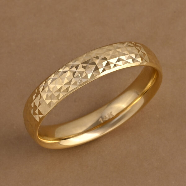 585er Goldring mit Diamantschliffmuster und 375er Gold Kreuz-Anh&auml;nger image number 2