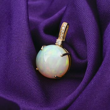 AAA nat&uuml;rlicher, &auml;thiopischer Welo Opal und Diamant Anh&auml;nger in 585 Gold - 7,15 ct.