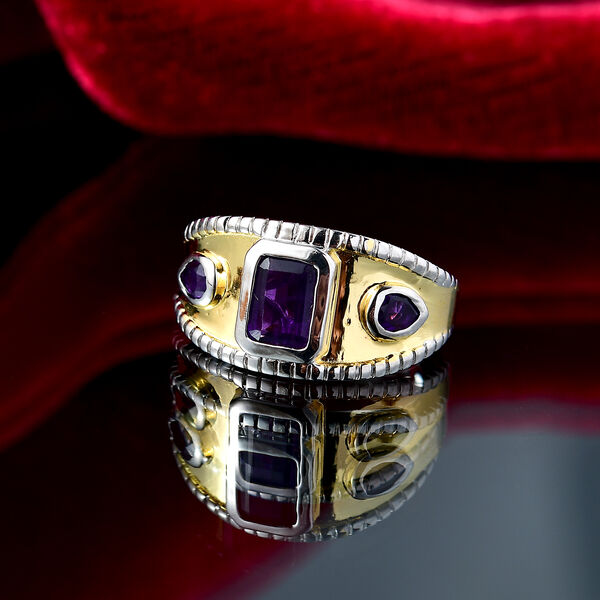 Afrikanischer Amethyst Ring Messing (Gr&ouml;&szlig;e 18.00) ca. 1,29 ct image number 2