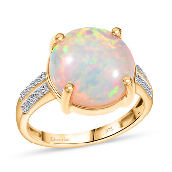 LUXURIANT AAA nat&uuml;rlicher, &auml;thiopischer Welo Opal und Labor Diamant Ring in 375 Gold - 3,82 ct.