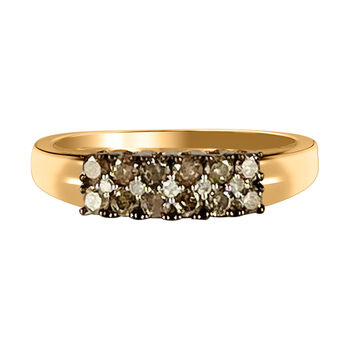 Nat&uuml;rlicher Champagner- und wei&szlig;er Diamant-Ring  - 0,50 ct.