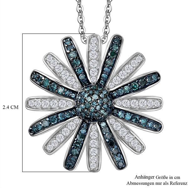 D'Joy blauer und wei&szlig;er Diamant Ring und Anh&auml;nger mit 50cm Kette image number 7