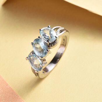 Himmelblauer Topas-Ring, (Gr&ouml;&szlig;e 16.00) Edelstahl, ca. 2,74 ct