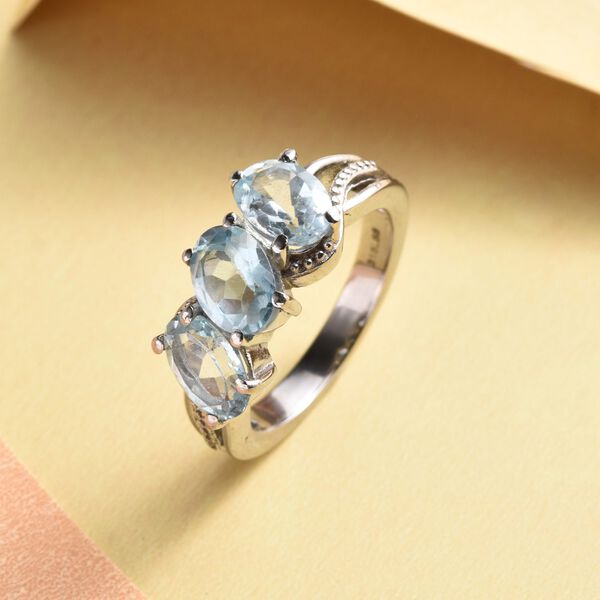 Himmelblauer Topas-Ring, (Gr&ouml;&szlig;e 16.00) Edelstahl, ca. 2,74 ct image number 2