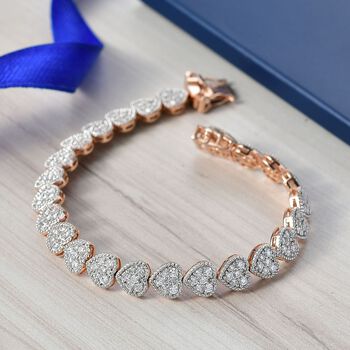 LUXURIANT SGL zertifiziertes SI-GH Labor Diamant 19cm Armband, 925 Silber 750 Ros&eacute;gold Vermeil - 4 ct.