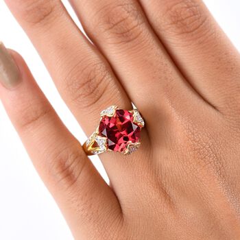 D'Joy Labor Padparadscha Saphir und Zirkon Ring - 9,59 ct.