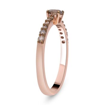 Nat&uuml;rlicher Champagner Diamant Ring, 925 Silber Ros&eacute;gold Vermeil (Gr&ouml;&szlig;e 20.00) ca. 0.50 ct