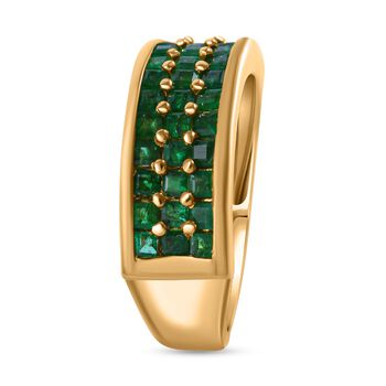 AA Gemfields Smaragd Ring, 925 Silber Gelbgold Vermeil (Gr&ouml;&szlig;e 17.00) ca. 1.67 ct