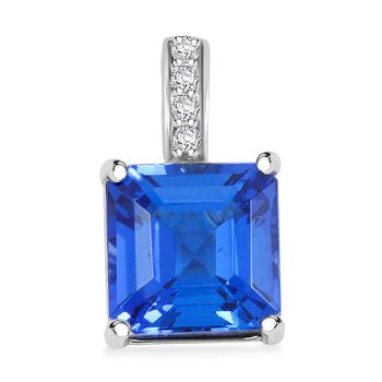 RHAPSODY AGI zertifiziert und gepr&uuml;ft AAAA Tansanit und VS-EF Diamant Anh&auml;nger mit 45cm Kette in 950 Platin - 1,85 ct.