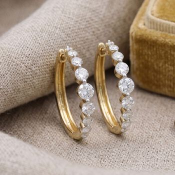 LUXURIANT SGL zertifizierte SI-GH Labor Diamant Ohrringe, 925 Silber 750 Gelbgold Vermeil - 1 ct.