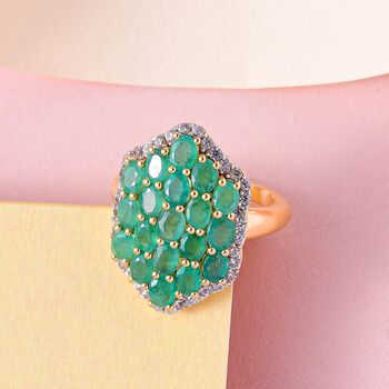 Kagem sambischer Smaragd und Zirkon-Ring - 3,06 ct.