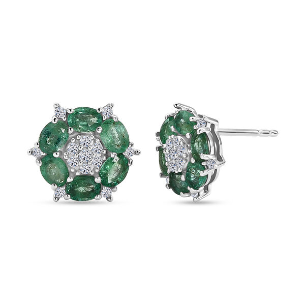 D'Joy AAA Kagem sambische Smaragd und Labor Diamant Ohrringe - 2,16 ct.