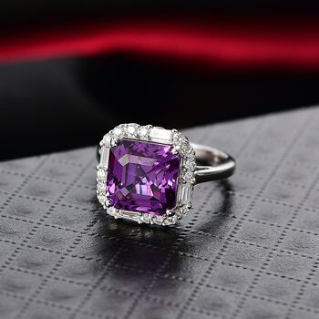 LUXURIANT AAA Labor Farbwechsel-Saphir und Labor Diamant Ring in 417 Wei&szlig;gold - 4,54 ct.