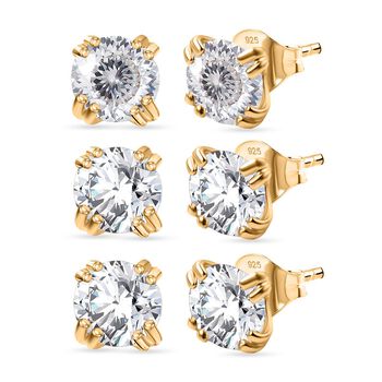 D'Joy 3er-Set Moissanit Ohrringe, 925 Silber 750 vergoldet - 2,58 ct.