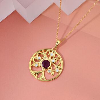 Afrikanischer Rubin und Moissanit Anh&auml;nger mit 50cm Kette - 1,57 ct.