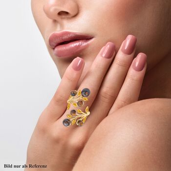 Gelbes Tigerauge und mehrfarbiger Kristall-Ring - 2 ct.