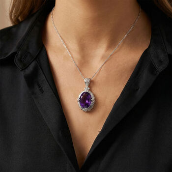 D'Joy AA Afrikanischer Amethyst (16x12mm) Anh&auml;nger 925 Silber ca. 9.20 ct