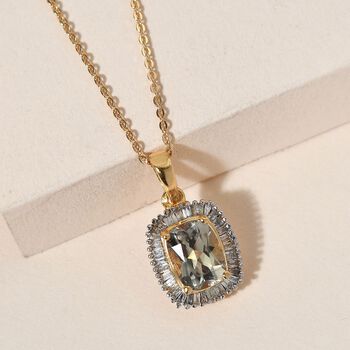 Turkizit und Diamant Halo-Anh&auml;nger mit Kette in Silber