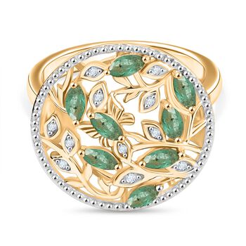 D&rsquo;Joy Kagem sambischer Smaragd und Zirkon Ring - 0,66 ct.