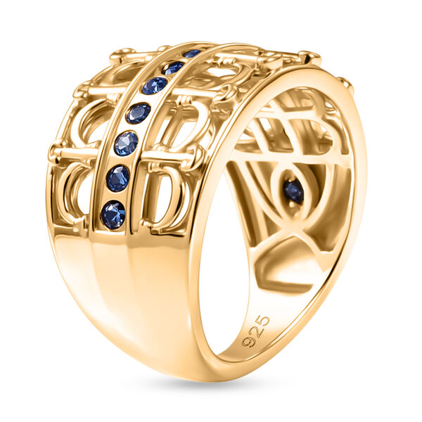 GP Royal Art D&eacute;co Kollektion- Kanchanaburi blauer Saphir Ring und halbe Creolen image number 6