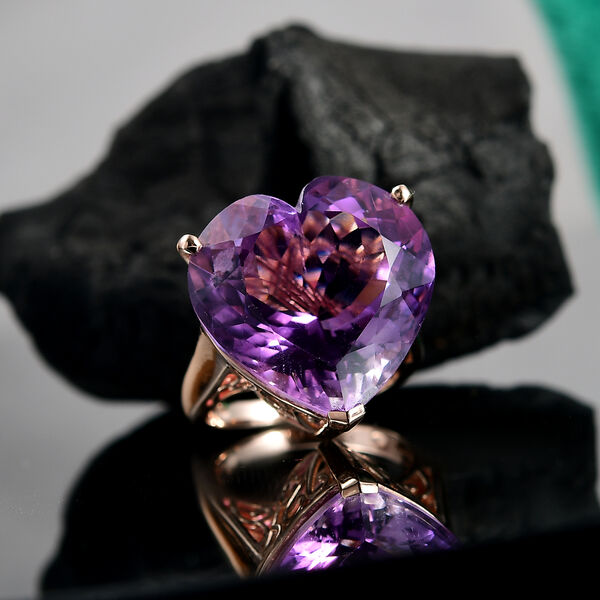 AAA Rose De France Amethyst Ring 925 Silber 750 Ros&eacute;gold Vermeil (Gr&ouml;&szlig;e 17.00) ca. 24,94 ct image number 2