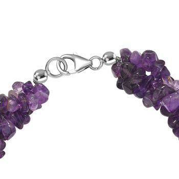 Afrikanischer Amethyst Armband ca. 19 cm 925 Silber rhodiniert ca. 110.00 ct